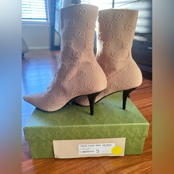 Brand New in Box with Boot- Covers- Gucci Technical Knit Jersey Nude Boots - Picture 2 of 5